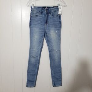 Hollister Women's High Rise Super Skinny Stretch Blue Jeans Size 00s Nwt